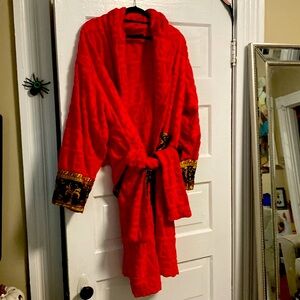 Versace Barocco sleeve red robe